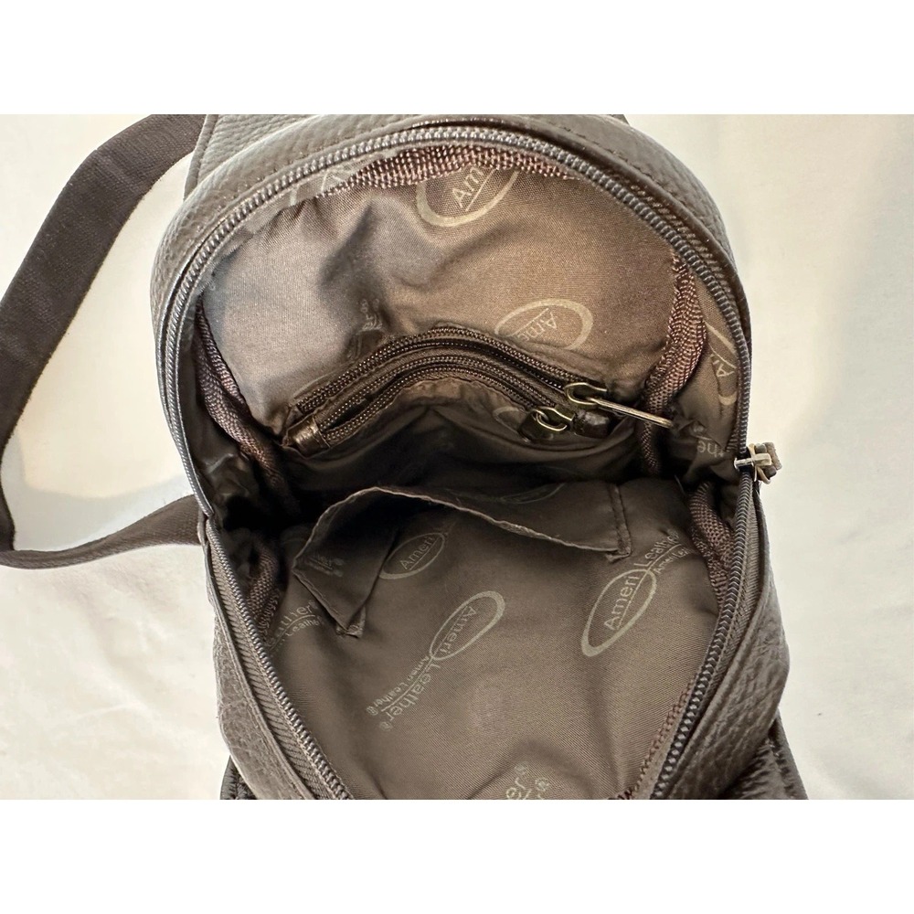 Black Leather Messenger Sling Bag with Gold Buckle - Picture 3 of 8